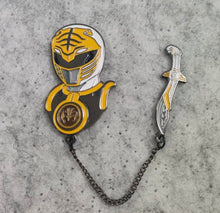 White Ranger Power Ranger Enamel Hat Pin With Sword